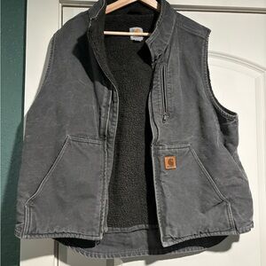 Carhartt Men’s Sherpa Lined Gray Mock Neck Vest